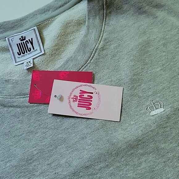 NEW 3X JUICY COUTURE CROWN EMBROIDERED FRENCH TERRY LIGHTWEIGHT SWEATSHIRT NWT - Picture 7 of 10